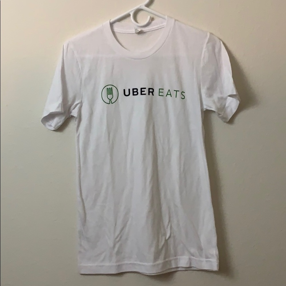 Uber eats white shirt sleeve tee